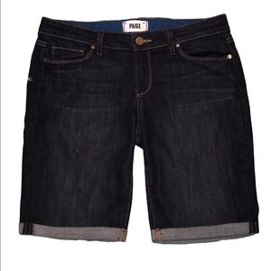 Paige Dean Dark Wash Cuffed Bermuda Shorts